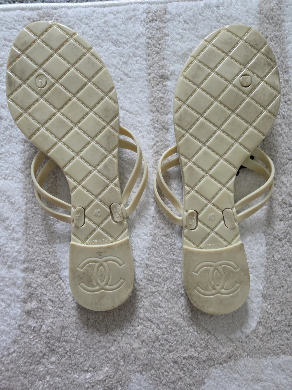 Chanel Black Camellia Jelly Sandals - Ivory Straps